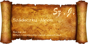Szádeczky János névjegykártya